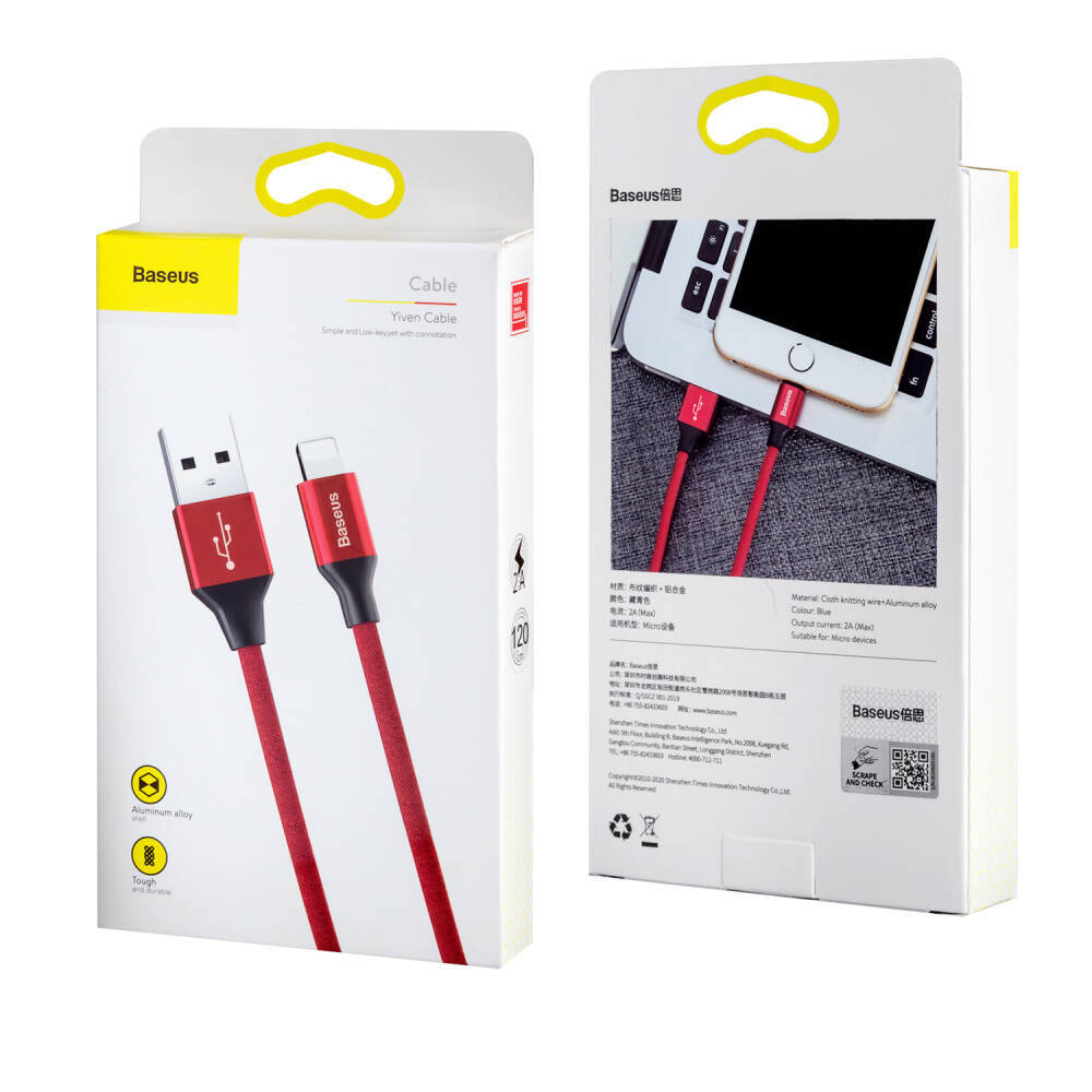 Кабель Baseus CALYW-A09 Yiven Cable USB to Lightning 1.8m Red