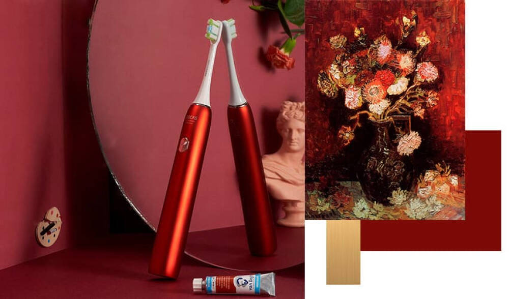 SOOCAS x Ван Гог X3U ультразвуковая электрическая зубная щетка (Красная)
