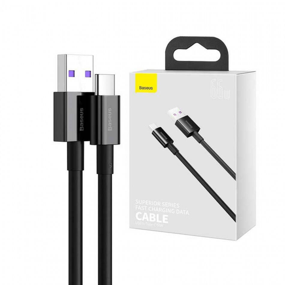 Кабель Baseus CATYS-A01 Superior Series Fast Charging Data Cable USB to Type-C 66W 2m Черный