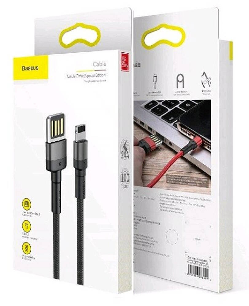 Кабель Baseus CALKLF-HG1 Cafule Cable (special edition) USB to Lightning 1.5A 2m Grey+Black