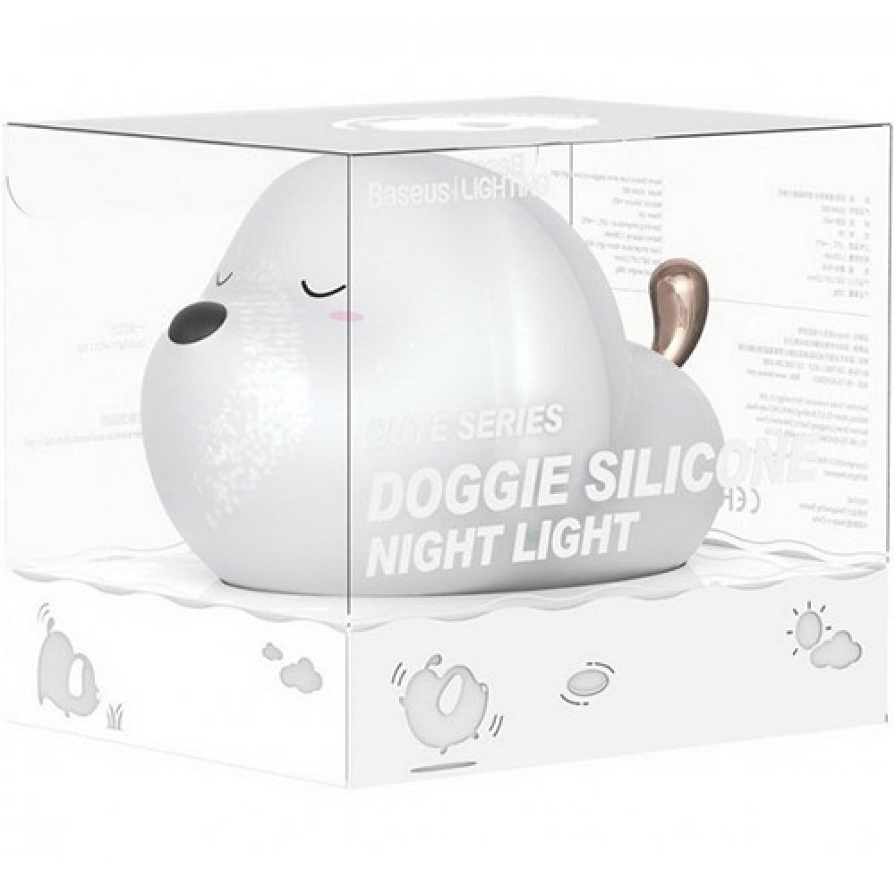 Ночник Baseus DGAM-B02 Cute series doggie silicone night light силиконовый White