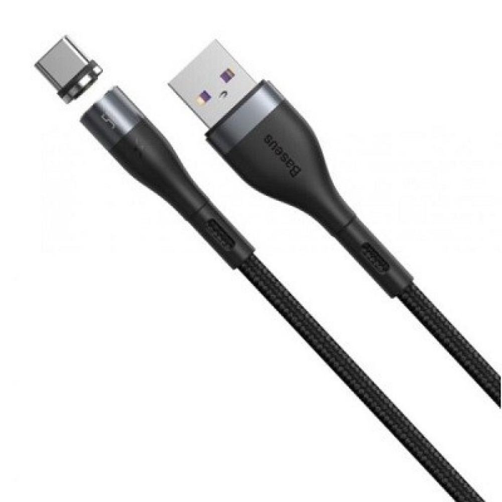 Кабель Baseus CATXC-NG1 Zinc Magnetic Safe Fast Charging Data Cable USB to Type-C 5A магнитный 1m Gray+Black - фото2
